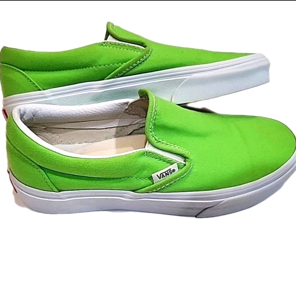 Vans Classic Slip On Canvas Sneakers Shoes Gecko Neon GreenSize 5 Men, 6.5 Women - Picture 6 of 9